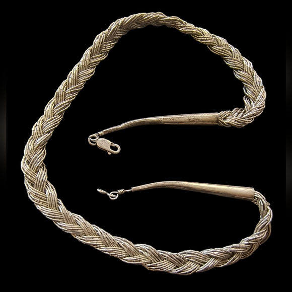 Vintage Native American Liquid Silver Hefty Braided Necklace 18 Inches - Picture 1 of 13
